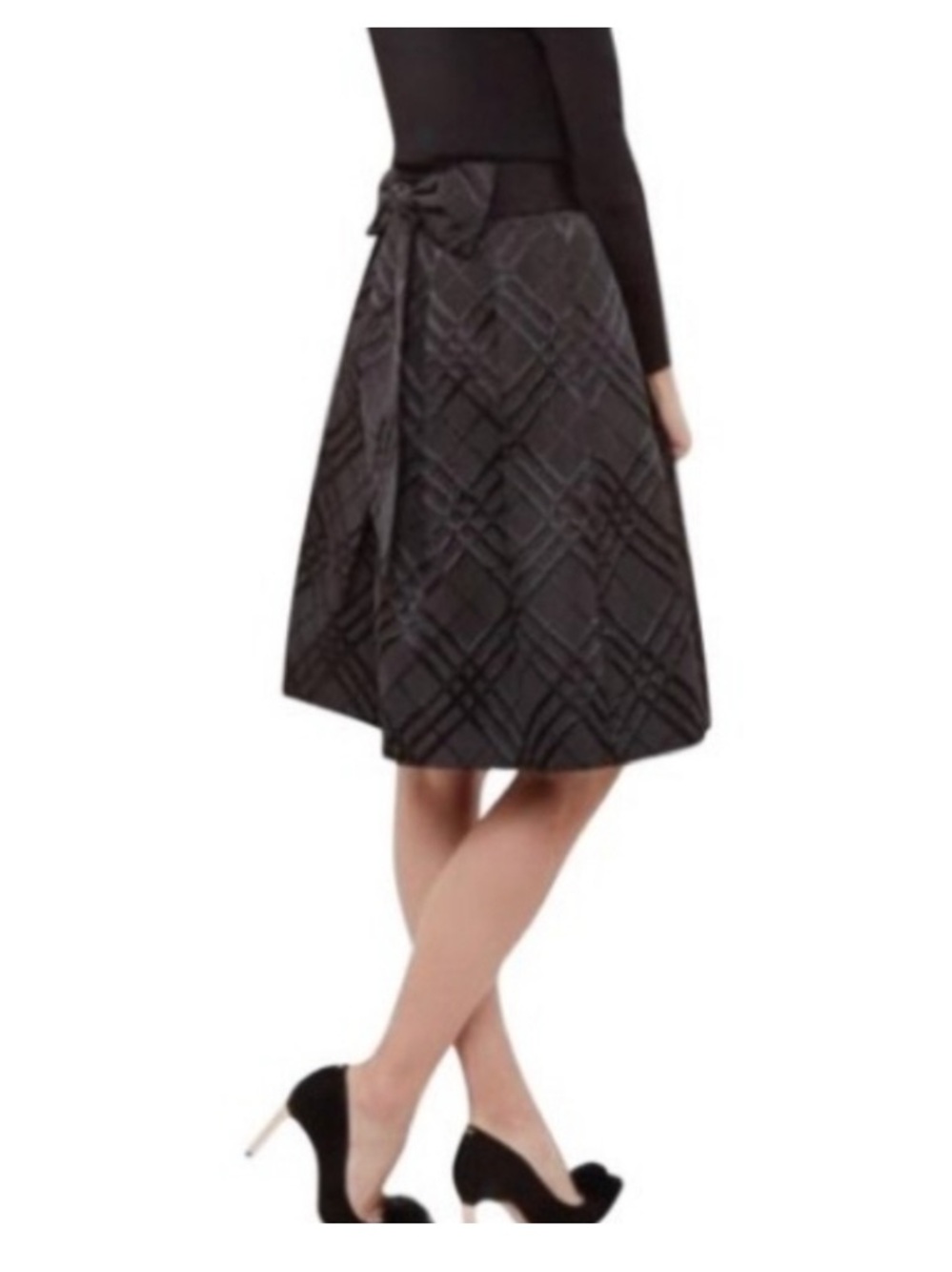 Ted Baker Black Textured Skirt with Bow